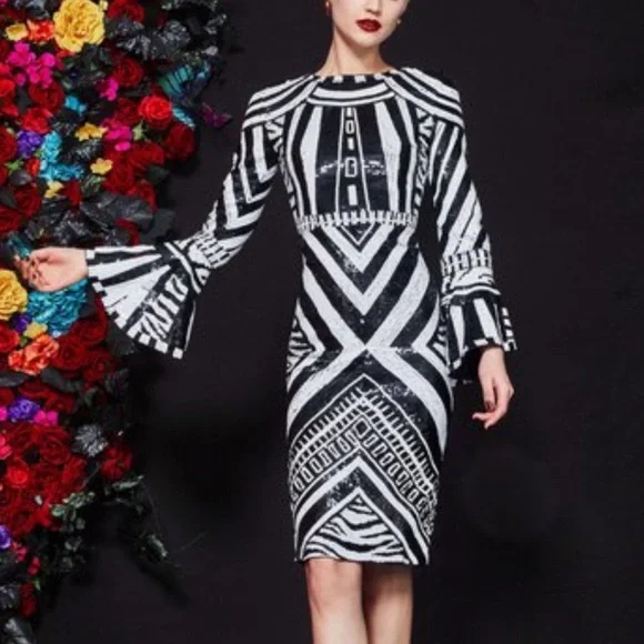 Alice Olivia Dress Jae‎ Sequin Sheath Sz 6 - Picture 2 of 16